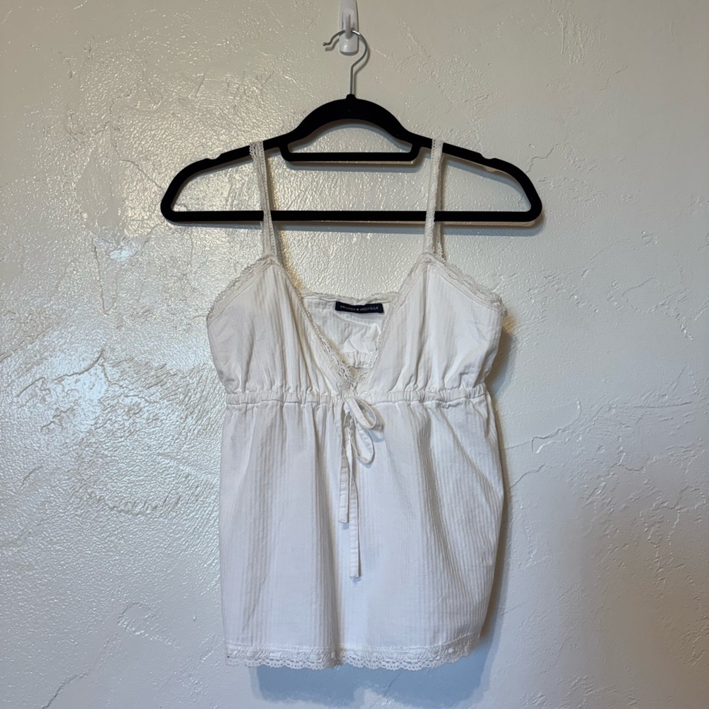 Brandy Melville White Top with Lace Trim